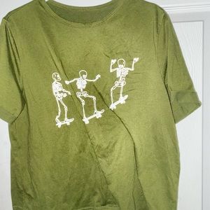 sage green skeleton tee
